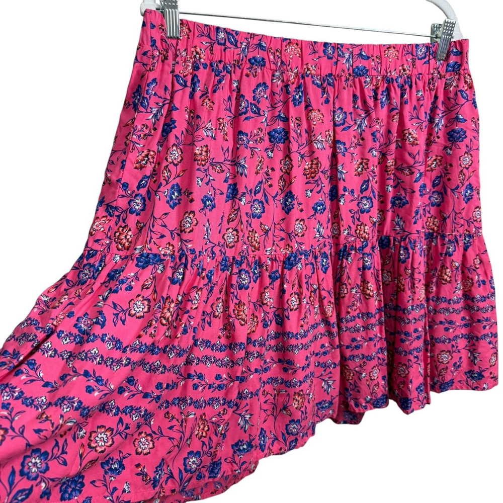 Lane Bryant Pink Floral Drop Waist Skirt Size 14/16 Boho Rayon - Picture 4 of 9